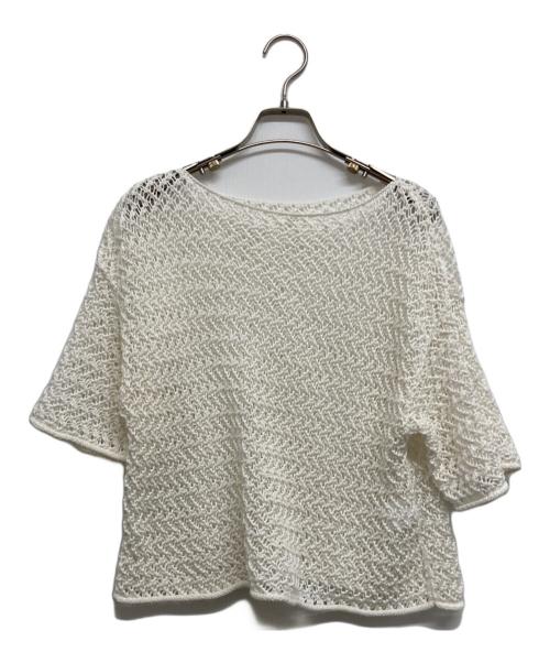 MACPHEE（マカフィー）MACPHEE (マカフィー) メッシュコットン ボートネックプルオーバー ホワイト サイズ:Sの古着・服飾アイテム