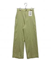 MACPHEE（マカフィー）の古着「コットンレーヨンリネンストレッチ ストレートパンツ」｜グリーン