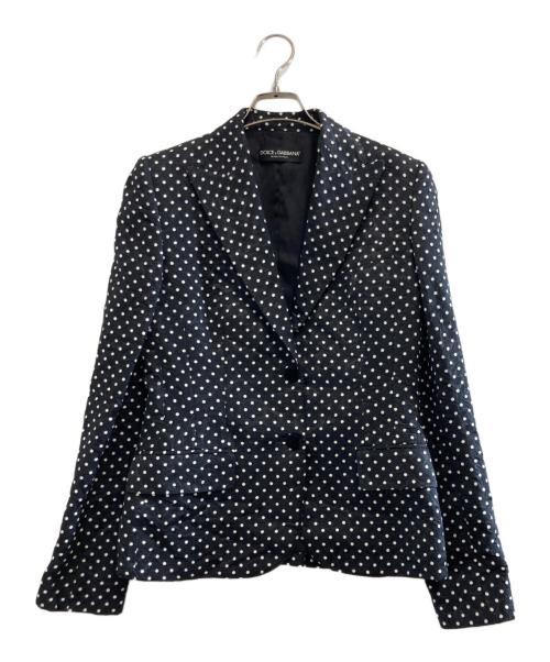 DOLCE & GABBANA（ドルチェ＆ガッバーナ）DOLCE & GABBANA (ドルチェ＆ガッバーナ) ドット柄ジャガードテーラードジャケット ブラック サイズ:42の古着・服飾アイテム