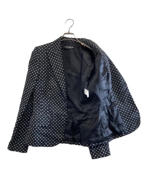 DOLCE & GABBANA（ドルチェ＆ガッバーナ）DOLCE & GABBANA (ドルチェ＆ガッバーナ) ドット柄ジャガードテーラードジャケット ブラック サイズ:42の古着・服飾アイテム