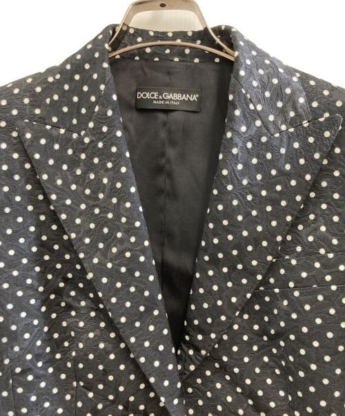 DOLCE & GABBANA（ドルチェ＆ガッバーナ）DOLCE & GABBANA (ドルチェ＆ガッバーナ) ドット柄ジャガードテーラードジャケット ブラック サイズ:42の古着・服飾アイテム