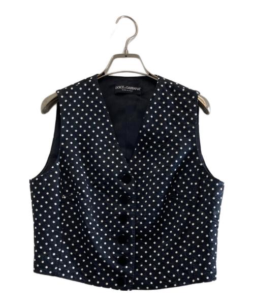 DOLCE & GABBANA（ドルチェ＆ガッバーナ）DOLCE & GABBANA (ドルチェ＆ガッバーナ) ドット柄ジャガードベスト ブラック サイズ:42の古着・服飾アイテム