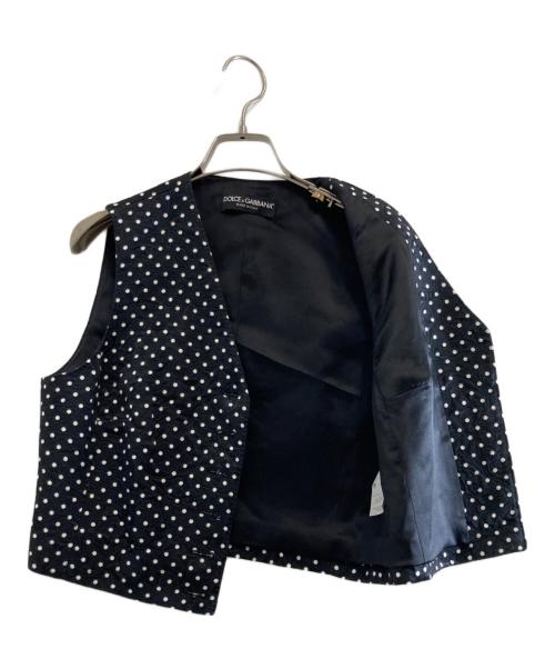 DOLCE & GABBANA（ドルチェ＆ガッバーナ）DOLCE & GABBANA (ドルチェ＆ガッバーナ) ドット柄ジャガードベスト ブラック サイズ:42の古着・服飾アイテム