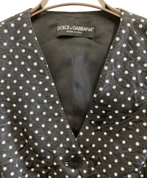 DOLCE & GABBANA（ドルチェ＆ガッバーナ）DOLCE & GABBANA (ドルチェ＆ガッバーナ) ドット柄ジャガードベスト ブラック サイズ:42の古着・服飾アイテム