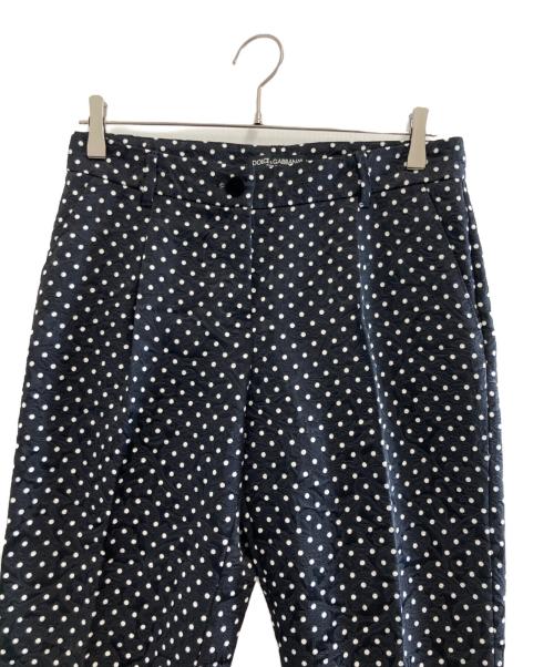 DOLCE & GABBANA（ドルチェ＆ガッバーナ）DOLCE & GABBANA (ドルチェ＆ガッバーナ) ドット柄ジャガードパンツ ブラック サイズ:40の古着・服飾アイテム