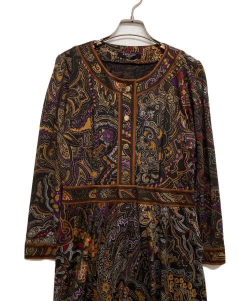 LEONARD FASHION（レオナールファッション）LEONARD FASHION (レオナールファッション) 総柄ワンピース ブラウン サイズ:Lの古着・服飾アイテム