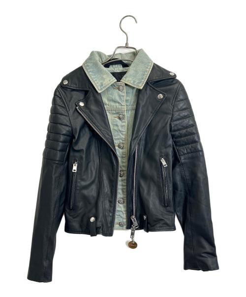 DIESEL（ディーゼル）DIESEL (ディーゼル) バイカーレザージャケット ブラック サイズ:Sの古着・服飾アイテム