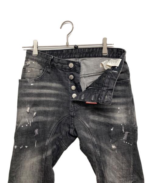 DSQUARED2（ディースクエアード）DSQUARED2 (ディースクエアード) ダメージ加工デニムパンツ ブラック サイズ:46の古着・服飾アイテム