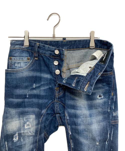 DSQUARED2（ディースクエアード）DSQUARED2 (ディースクエアード) ダメージ加工デニムパンツ インディゴ サイズ:46の古着・服飾アイテム