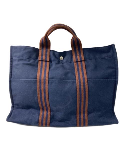 HERMES（エルメス）HERMES (エルメス) フールトゥMMトートバッグ ネイビー×ブラウンの古着・服飾アイテム