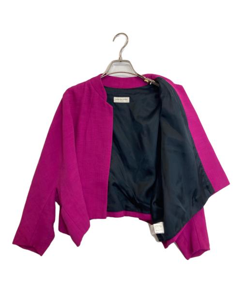 DRIES VAN NOTEN（ドリスヴァンノッテン）DRIES VAN NOTEN (ドリスヴァンノッテン) ノーカラージャケット ピンク サイズ:Sの古着・服飾アイテム