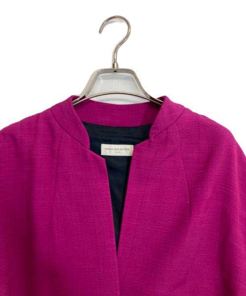 DRIES VAN NOTEN（ドリスヴァンノッテン）DRIES VAN NOTEN (ドリスヴァンノッテン) ノーカラージャケット ピンク サイズ:Sの古着・服飾アイテム
