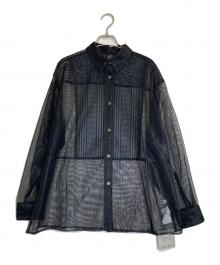 LE CIEL BLEU（ルシェルブルー）の古着「レースアンドメッシュコンボシャツ」｜ブラック