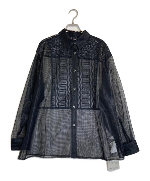 LE CIEL BLEU（ルシェルブルー）LE CIEL BLEU (ルシェルブルー) レースアンドメッシュコンボシャツ ブラック サイズ:Sの古着・服飾アイテム