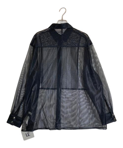 LE CIEL BLEU（ルシェルブルー）LE CIEL BLEU (ルシェルブルー) レースアンドメッシュコンボシャツ ブラック サイズ:Sの古着・服飾アイテム