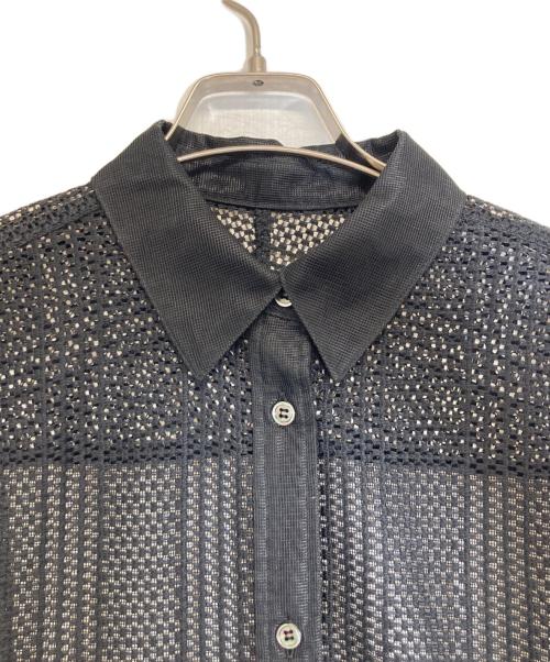 LE CIEL BLEU（ルシェルブルー）LE CIEL BLEU (ルシェルブルー) レースアンドメッシュコンボシャツ ブラック サイズ:Sの古着・服飾アイテム