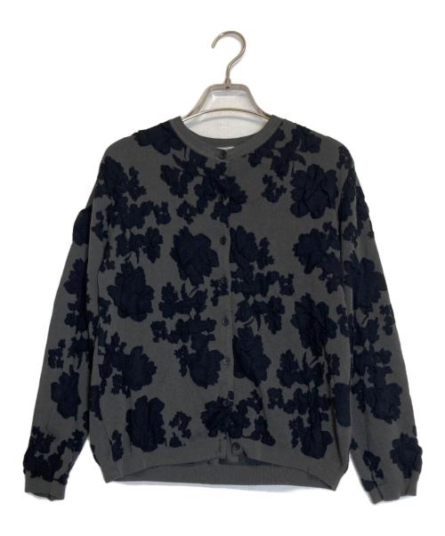 LE CIEL BLEU（ルシェルブルー）LE CIEL BLEU (ルシェルブルー) Flower Jacquard Cardigan グレー サイズ:Sの古着・服飾アイテム