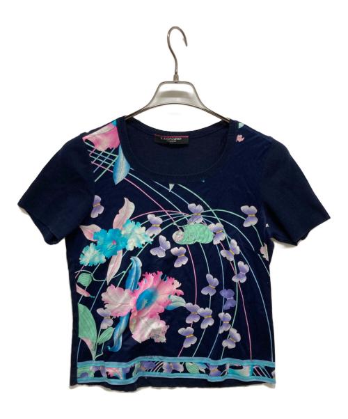 LEONARD FASHION（レオナールファッション）LEONARD FASHION (レオナールファッション) 半袖ニット ネイビー サイズ:Lの古着・服飾アイテム