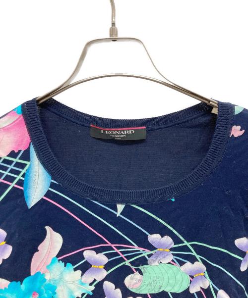 LEONARD FASHION（レオナールファッション）LEONARD FASHION (レオナールファッション) 半袖ニット ネイビー サイズ:Lの古着・服飾アイテム
