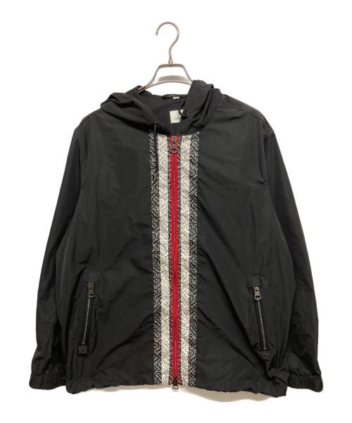 BURBERRY（バーバリー）BURBERRY (バーバリー) モノグラムロゴラインナイロンブルゾン ブラック サイズ:Lの古着・服飾アイテム