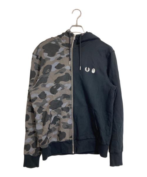 FRED PERRY（フレッドペリー）FRED PERRY (フレッドペリー) A BATHING APE (アベイシングエイプ) ジップパーカー ブラック サイズ:Lの古着・服飾アイテム