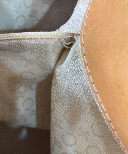 CELINE（セリーヌ）CELINE (セリーヌ) マカダム柄ハンドバッグ ベージュの古着・服飾アイテム
