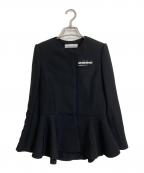 BORDERS at BALCONYボーダーズアットバルコニー）の古着「TWILL RUFFLED JACKET」｜ブラック