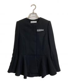 BORDERS at BALCONY（ボーダーズアットバルコニー）の古着「TWILL RUFFLED JACKET」｜ブラック