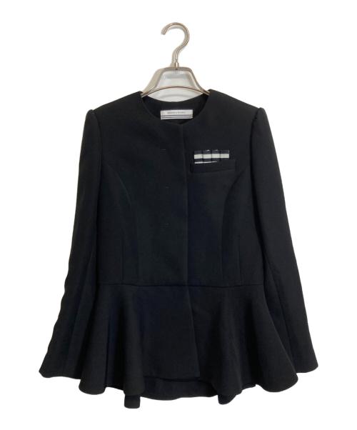 BORDERS at BALCONY（ボーダーズアットバルコニー）BORDERS AT BALCONY (ボーダーズアットバルコニー) TWILL RUFFLED JACKET ブラック サイズ:36の古着・服飾アイテム