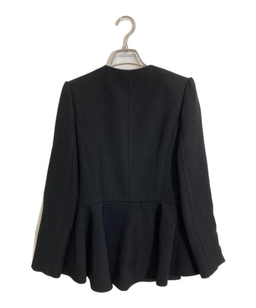 BORDERS at BALCONY（ボーダーズアットバルコニー）BORDERS AT BALCONY (ボーダーズアットバルコニー) TWILL RUFFLED JACKET ブラック サイズ:36の古着・服飾アイテム