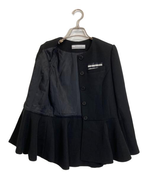 BORDERS at BALCONY（ボーダーズアットバルコニー）BORDERS AT BALCONY (ボーダーズアットバルコニー) TWILL RUFFLED JACKET ブラック サイズ:36の古着・服飾アイテム