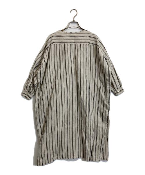 ICHI Antiquite's（イチ アンティークス）ichi Antiquite's (イチ アンティークス) コットンリネンストライプワンピース ベージュ サイズ:-の古着・服飾アイテム