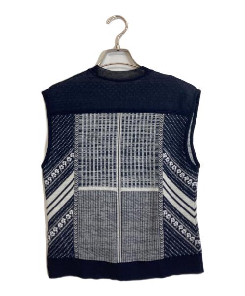 Mame Kurogouchi（マメクロゴウチ）mame kurogouchi (マメクロゴウチ) Osmanthus Motif Jacquard Knitted Vest ネイビー サイズ:Mの古着・服飾アイテム