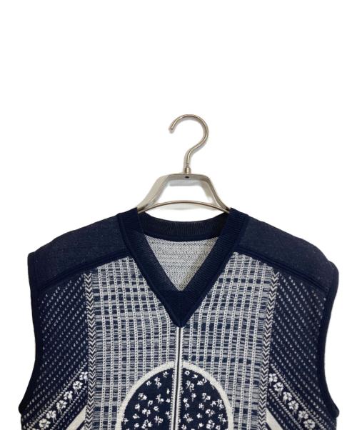 Mame Kurogouchi（マメクロゴウチ）mame kurogouchi (マメクロゴウチ) Osmanthus Motif Jacquard Knitted Vest ネイビー サイズ:Mの古着・服飾アイテム
