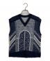 mame kurogouchi（マメクロゴウチ）の古着「Osmanthus Motif Jacquard Knitted Vest」｜ネイビー