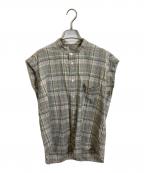 AURALEEオーラリー）の古着「SUPER LIGHT WOOL CHECK SLEEVELESS SHIRTS」｜ベージュ