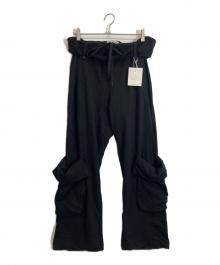 OPEN YY（オープンワイワイ）の古着「ROLLED WAIST SWEAT CARGO PANTS」｜ブラック