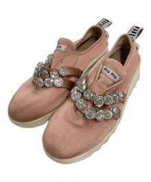 MIU MIU（ミュウミュウ）の古着「クリスタルビジュースニーカー」｜ピンク