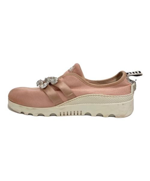 MIU MIU（ミュウミュウ）MIU MIU (ミュウミュウ) クリスタルビジュースニーカー ピンク サイズ:39の古着・服飾アイテム