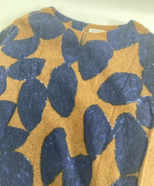 mina perhonen（ミナ ペルホネン）mina perhonen (ミナ ペルホネン) slow dance カシミヤニット ブラウン×ネイビー サイズ:Sの古着・服飾アイテム