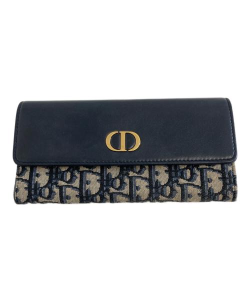 Christian Dior（クリスチャン ディオール）Christian Dior (クリスチャン ディオール) OBLIQUE 30 MONTAIGNE VIOLET WALLET ネイビーの古着・服飾アイテム
