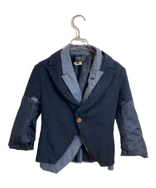 COMME des GARCONS（コムデギャルソン）COMME des GARCONS (コムデギャルソン) シワ加工 異素材切替 レイヤードジャケット ネイビー サイズ:Sの古着・服飾アイテム