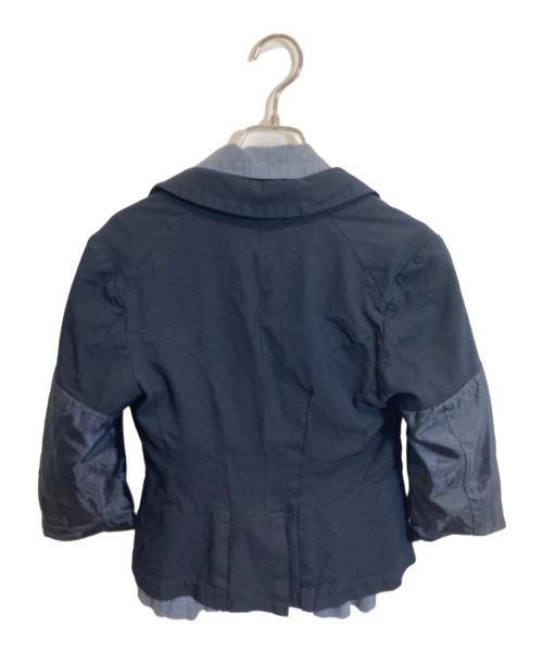 COMME des GARCONS（コムデギャルソン）COMME des GARCONS (コムデギャルソン) シワ加工 異素材切替 レイヤードジャケット ネイビー サイズ:Sの古着・服飾アイテム