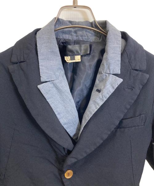 COMME des GARCONS（コムデギャルソン）COMME des GARCONS (コムデギャルソン) シワ加工 異素材切替 レイヤードジャケット ネイビー サイズ:Sの古着・服飾アイテム