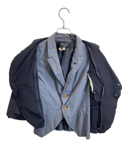 COMME des GARCONS（コムデギャルソン）COMME des GARCONS (コムデギャルソン) シワ加工 異素材切替 レイヤードジャケット ネイビー サイズ:Sの古着・服飾アイテム