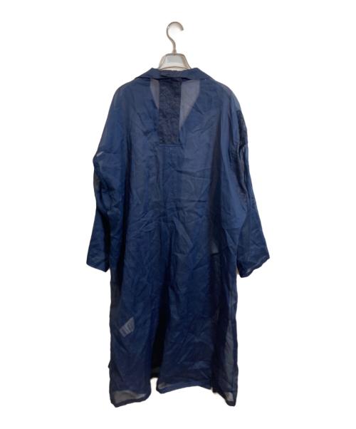 YOHJI YAMAMOTO（ヨウジヤマモト）YOHJI YAMAMOTO (ヨウジヤマモト) Organza Lawn Side Gather Detail Coat B ネイビー サイズ:1の古着・服飾アイテム