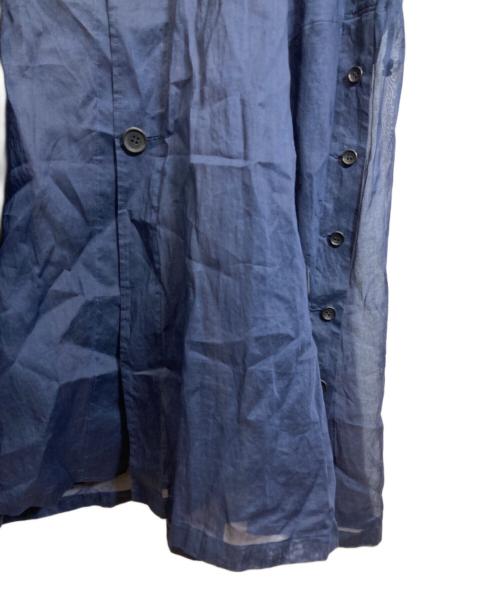 YOHJI YAMAMOTO（ヨウジヤマモト）YOHJI YAMAMOTO (ヨウジヤマモト) Organza Lawn Side Gather Detail Coat B ネイビー サイズ:1の古着・服飾アイテム