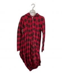 COMME des GARCONS（コムデギャルソン）の古着「Red Tartan Asymmetric Draped Hoodie　GP-T018」｜レッド