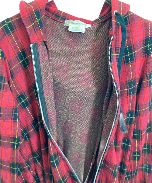 COMME des GARCONS（コムデギャルソン）COMME des GARCONS (コムデギャルソン) Red Tartan Asymmetric Draped Hoodie　GP-T018 レッド サイズ:Sの古着・服飾アイテム
