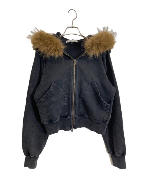 LE CIEL BLEU（ルシェルブルー）LE CIEL BLEU (ルシェルブルー) Fur-Trim Hooded Sweatshirt ブラック サイズ:Sの古着・服飾アイテム